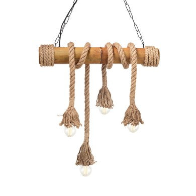 висящо осветително тяло 4xE27 бамбук+въже 11x60xH170cm max. MERLIN