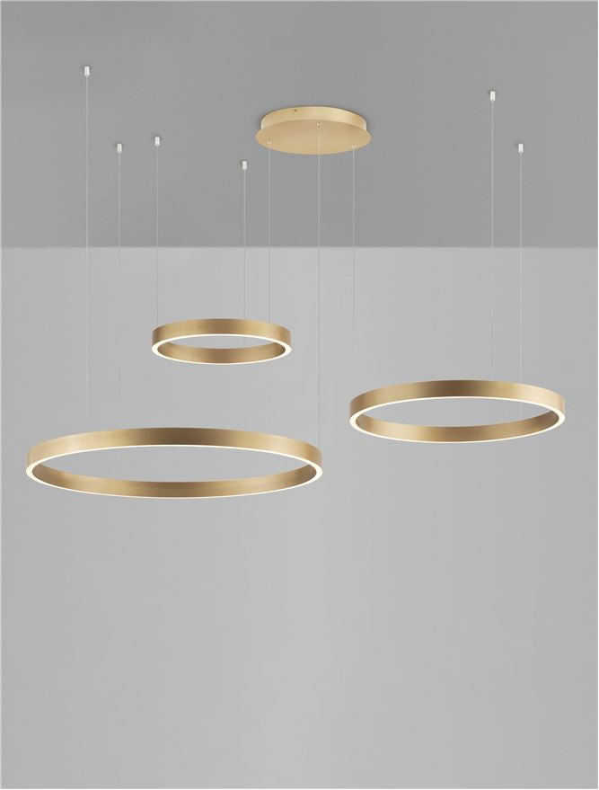 Висящо осветително тяло (пендел) ELOWEN 181W LED Златист алуминий и силикон L148 W106 D40-80 H250см