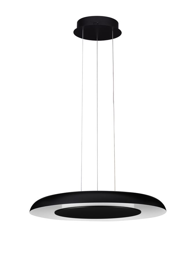 Висящо осветително тяло (пендел) EPOS 38W LED Пясъчно черен и бял метал и акрил ⌀60 H145см