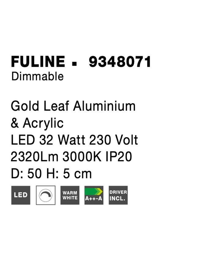 Висящо осветително тяло (пендел) FULINE 32W LED Triac димируем Златен алуминий и акрил
