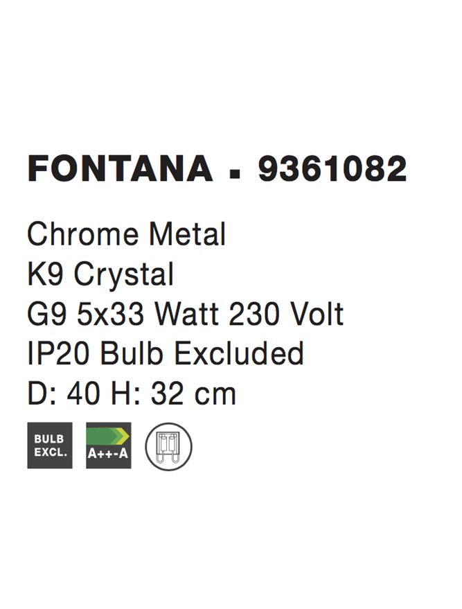 Висящо осветително тяло (пендел) FONTANA 5x5W G9 Хром метал и кристал K9