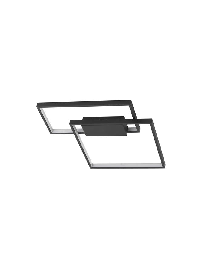 Висящо осветително тяло (пендел) PORTO 30W LED Пясъчно черен стомана, алуминий и акрил L45 W45 H4см Триак димируем