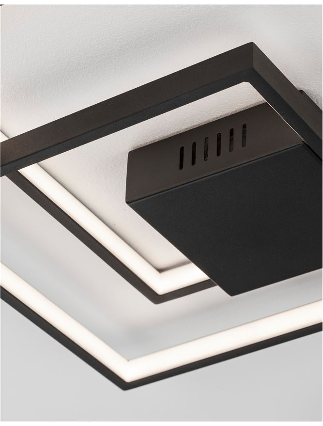 Висящо осветително тяло (пендел) PORTO 30W LED Пясъчно черен стомана, алуминий и акрил L42.5 W42.5 H6см Триак димируем