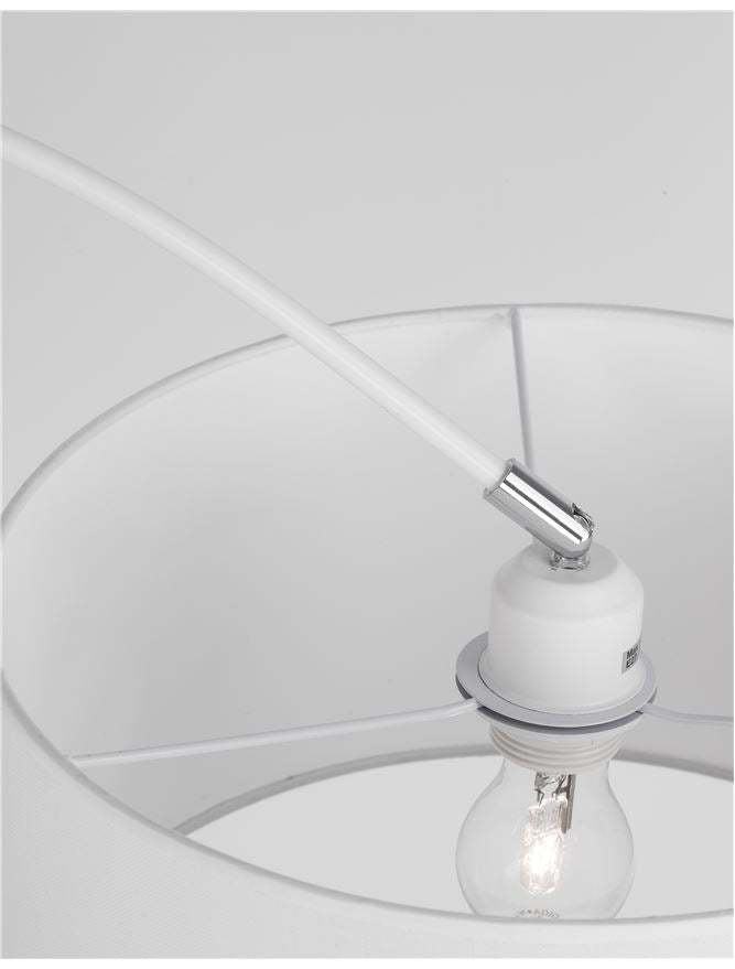 Висящо осветително тяло (пендел) SAMA LED E27 12W Бял текстилен абажур и бял алуминий L90 H180см
