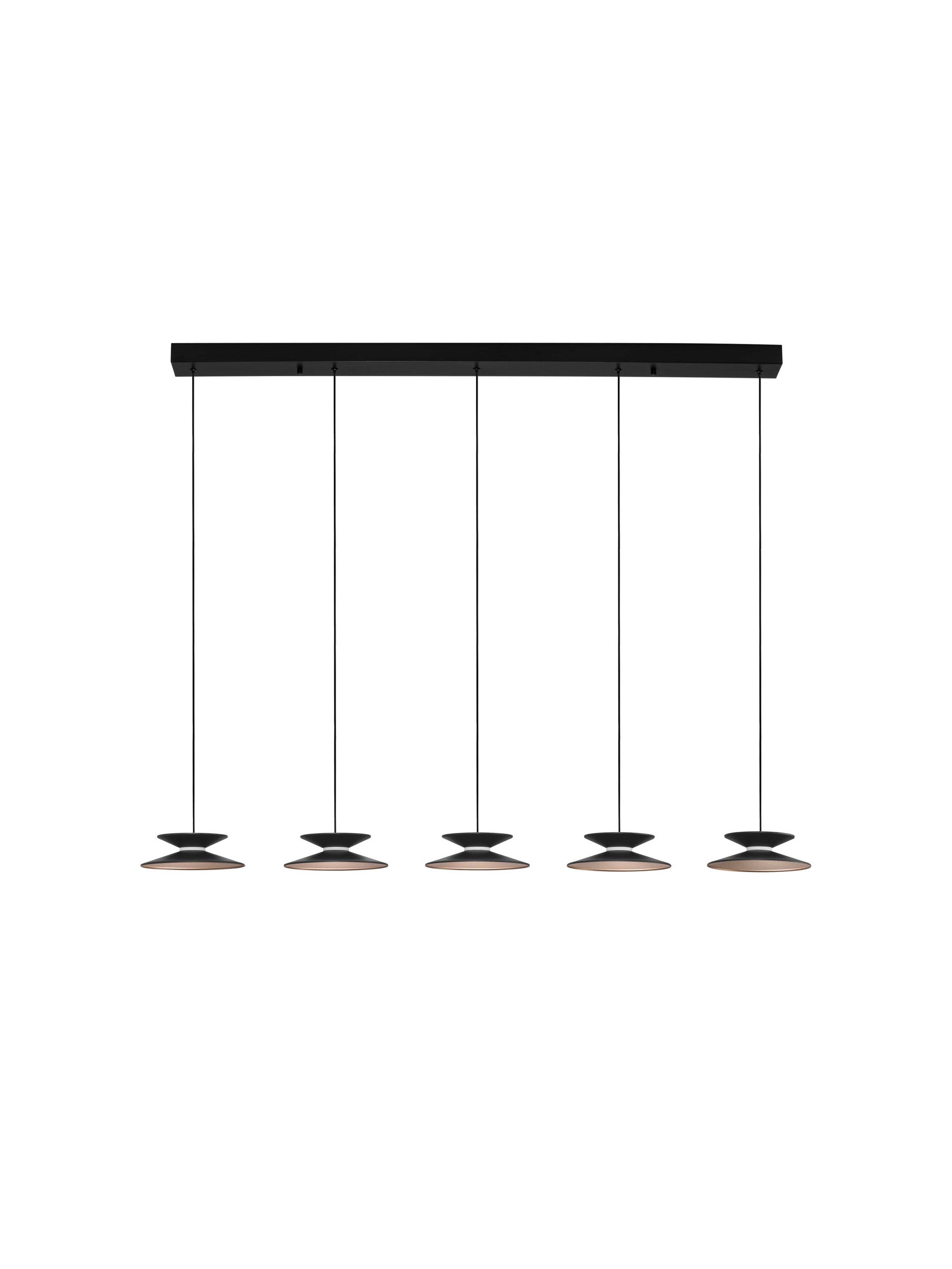 Висящо осветително тяло (пендел) MORFI LED 24W 3000K Пясъчно черен метал и златен акрил L132 W20 H161см