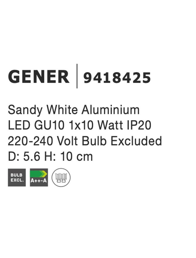 Техническо осветление GENER LED MR16 GU10 35W Пясъчно бял ⌀5.6 H10см