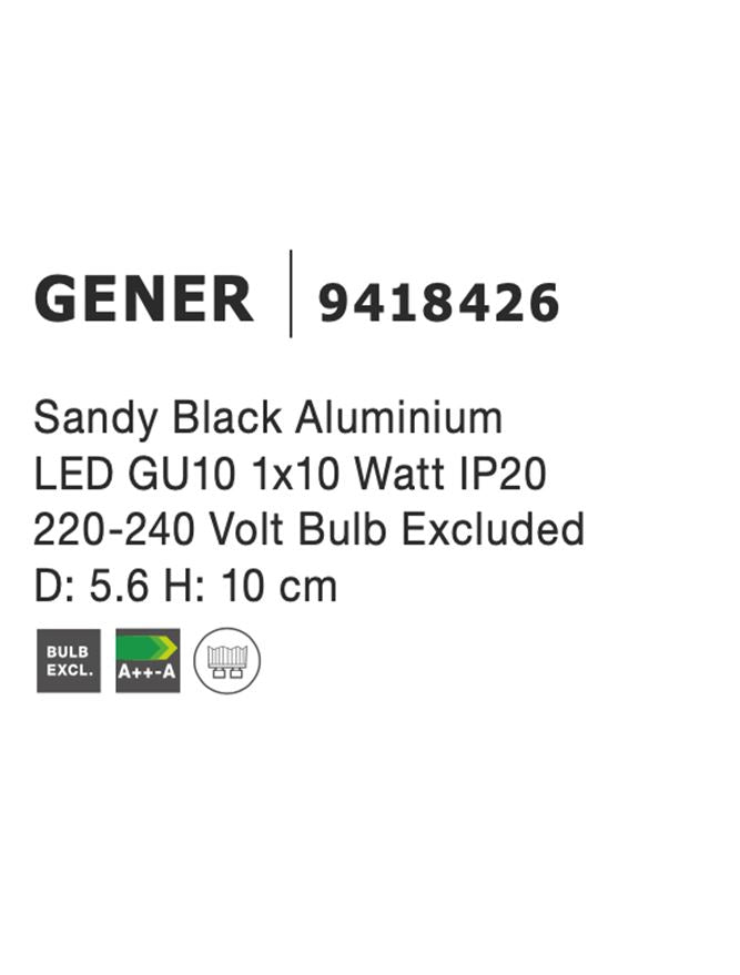 Техническо осветление GENER LED MR16 GU10 35W Пясъчно черен ⌀5.6 H10см