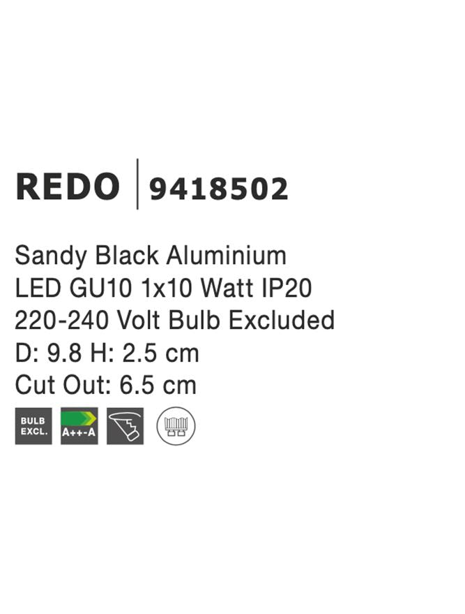 Техническо осветление REDO 50W Пясъчно черен алуминий MR16 12V