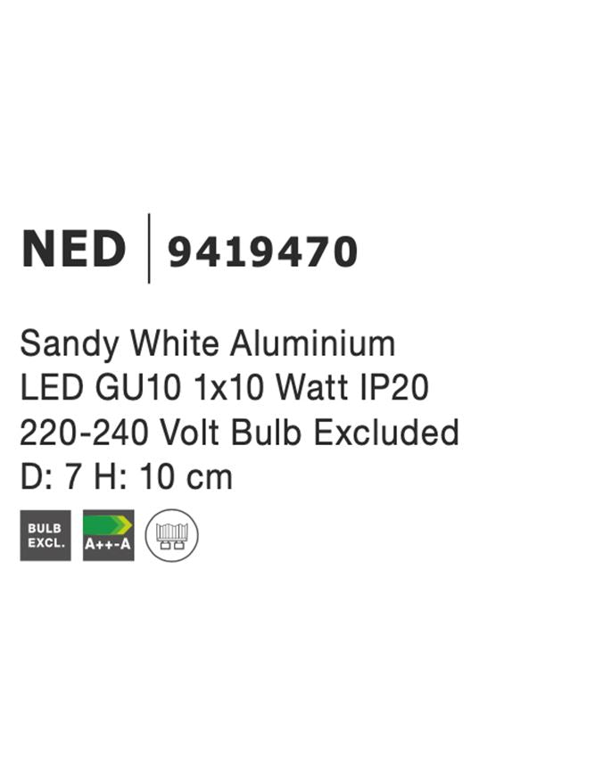 Техническо осветление NED LED MR16 35W Пясъчно бял ⌀7 H10см