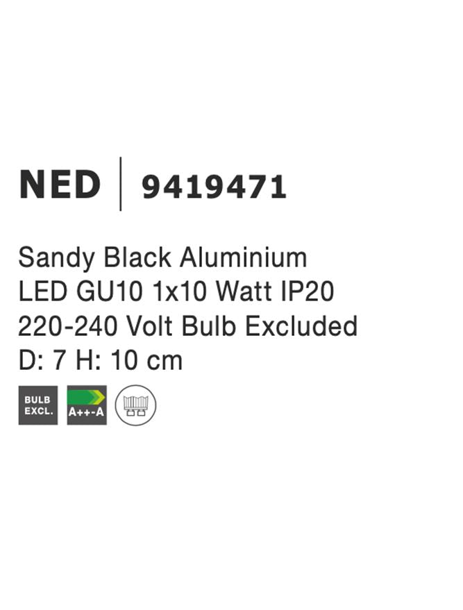 Техническо осветление NED 35W MR16 Пясъчно черен алуминий