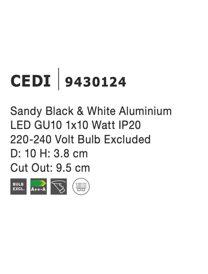 Техническо осветление CEDI GU10 50W Черно и бяло алуминий ⌀10 H3.8см