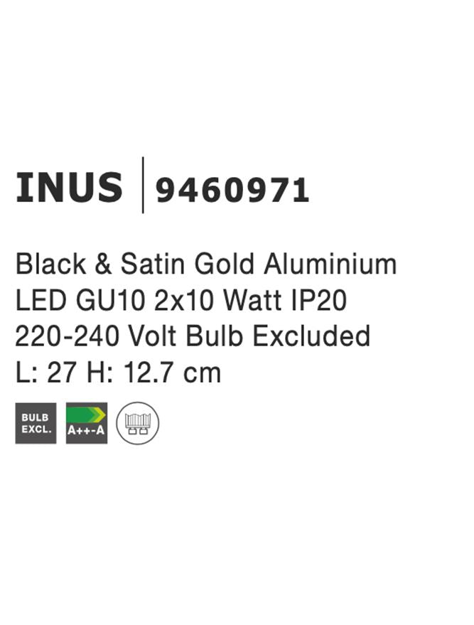 Висящо осветително тяло (пендел) INUS 1x10W GU10 Черен и сатен златист алуминий