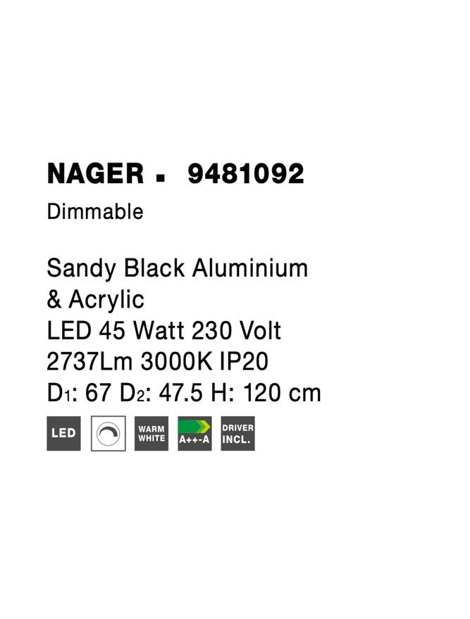 Висящо осветително тяло (пендел) NAGER 45W Пясъчно черен