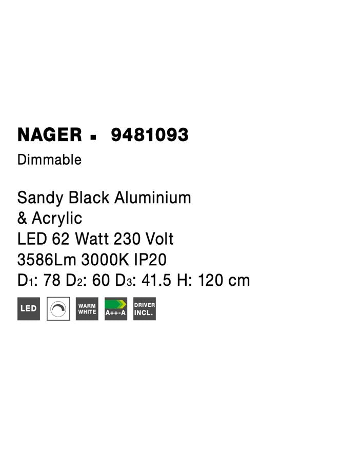 Висящо осветително тяло (пендел) NAGER 62W Пясъчно черен