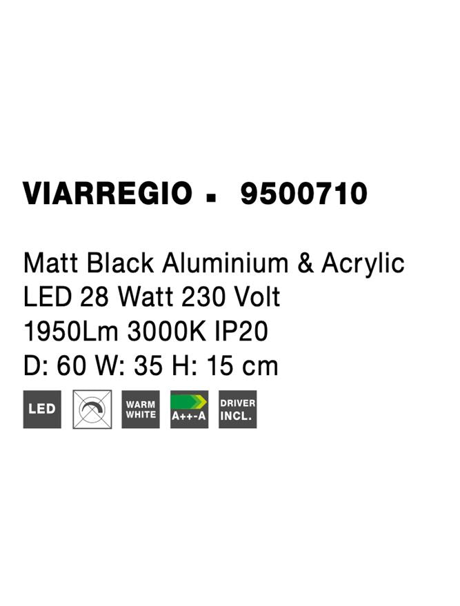 Висящо осветително тяло (пендел) VIARREGIO 28W LED Матово черен алуминий и акрил
