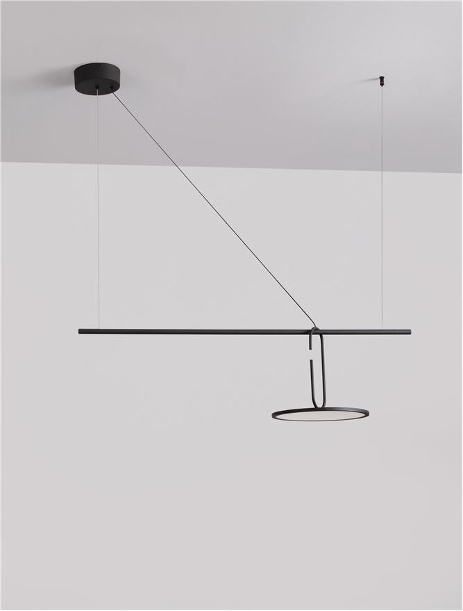 Висящо осветително тяло (пендел) OPI LED 22W Пясъчно черен L100 W30 H180см