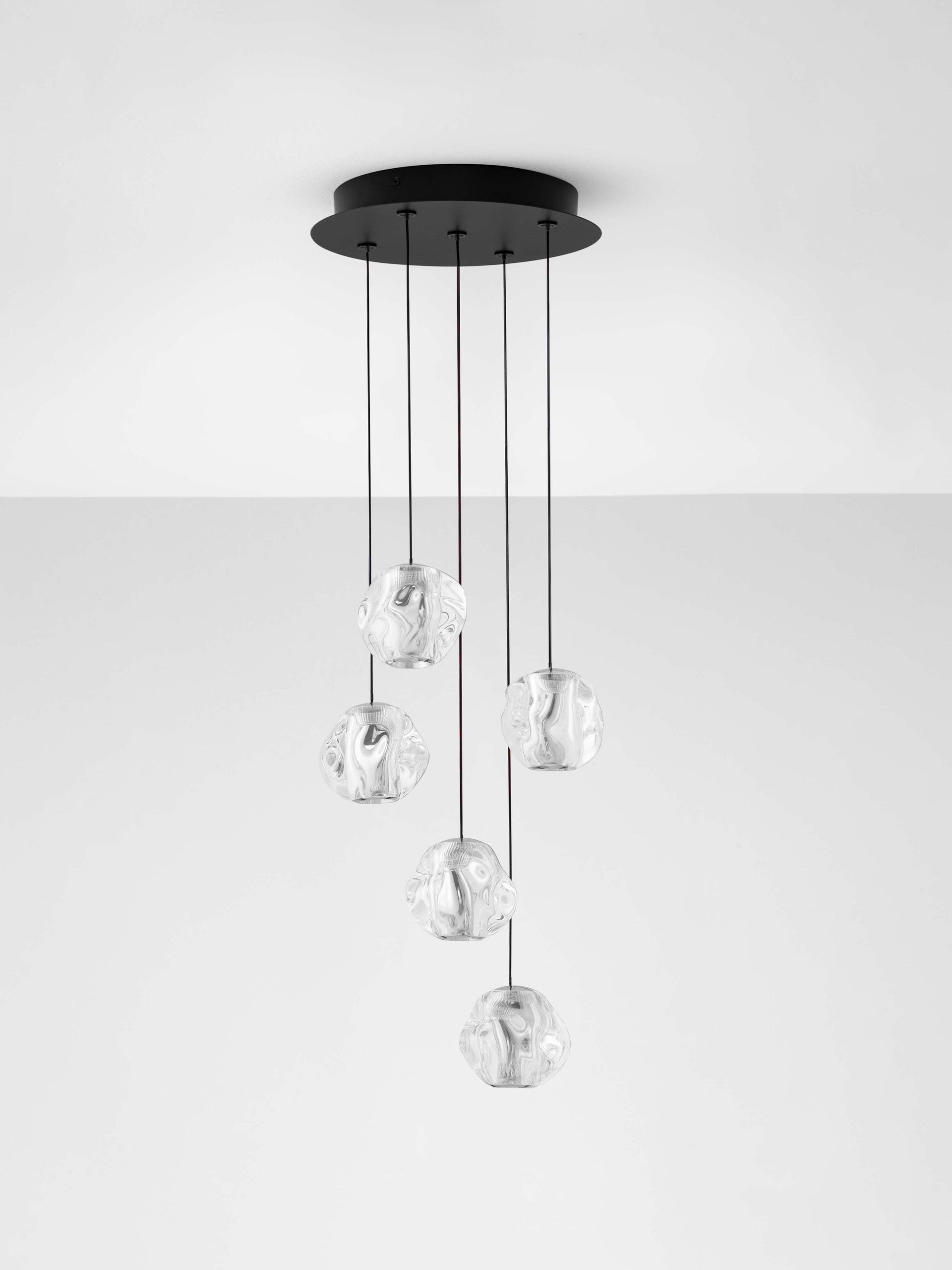 Висящо осветително тяло (пендел) IFOS LED 25W Пясъчно черен хром метал и прозрачен акрил IP20 ⌀30 H150см