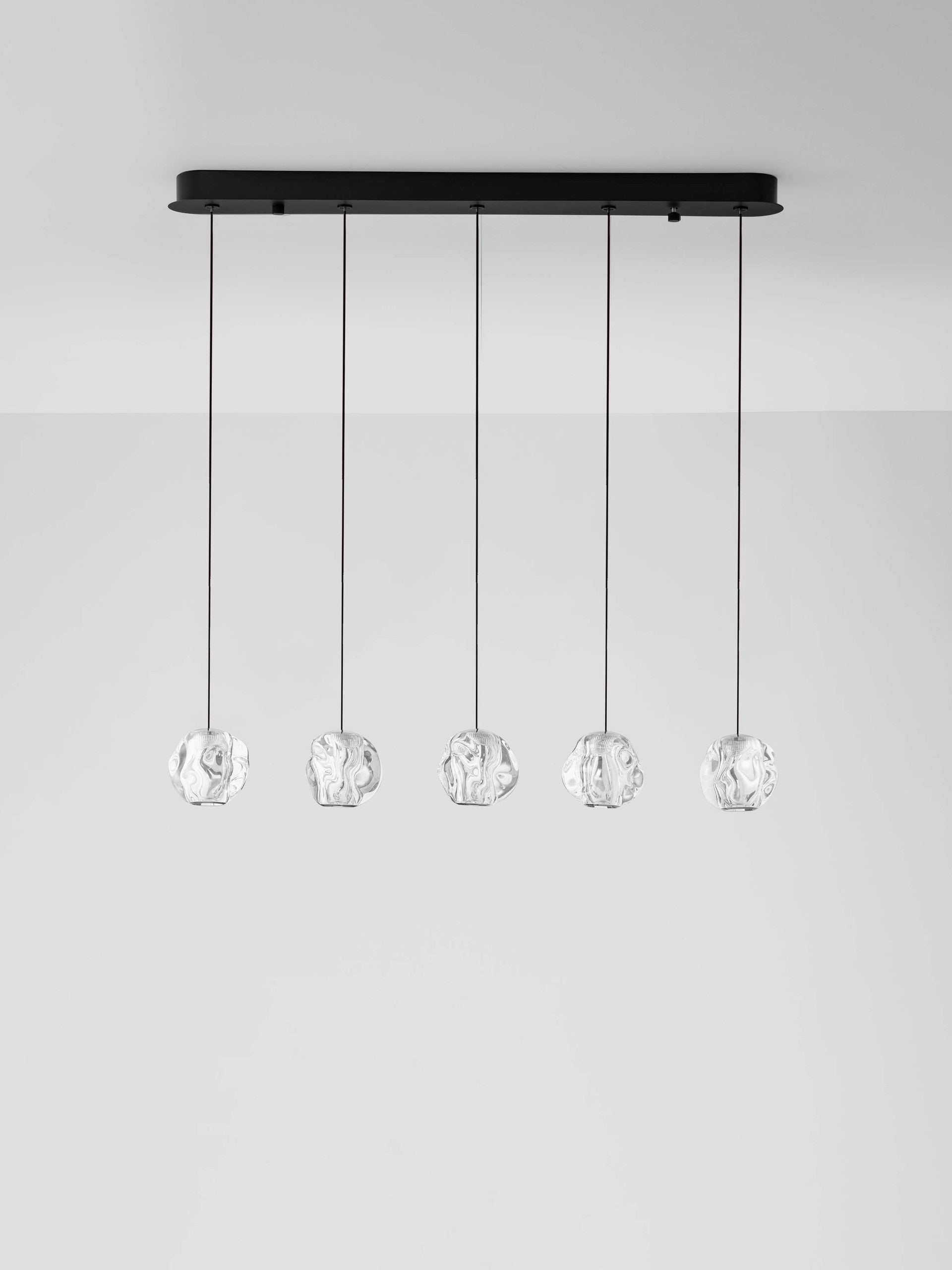 Висящо осветително тяло (пендел) IFOS LED 25W Пясъчно черен хром метал и прозрачен акрил IP20 L84 H150см