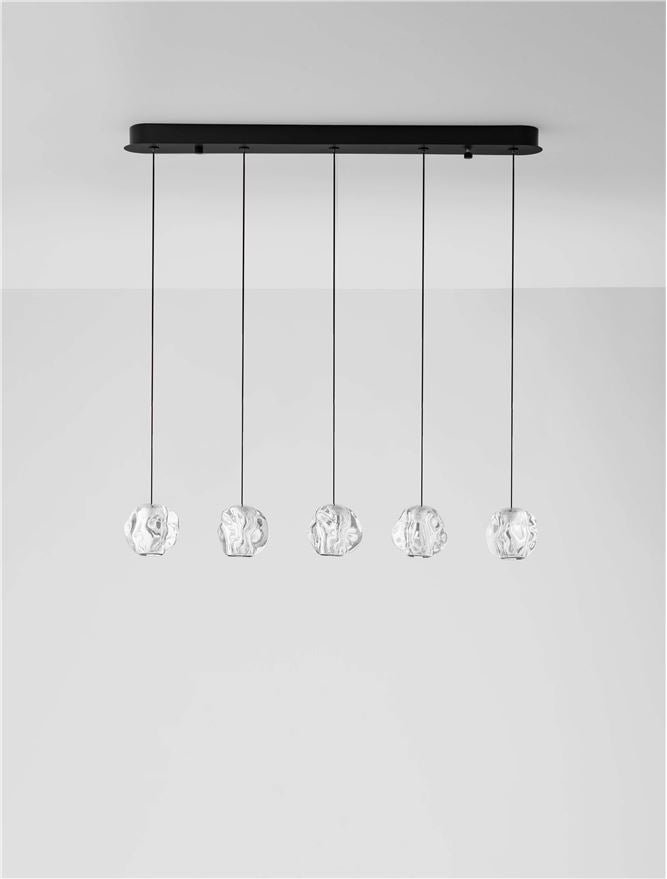 Висящо осветително тяло (пендел) IFOS LED 25W Пясъчно черен хром метал и прозрачен акрил IP20 L84 H150см