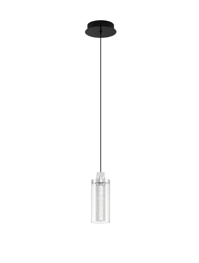 Висящо осветително тяло (пендел) LUNE LED 9W Хром стомана и алуминий прозрачно стъкло Пясъчно черен IP20 ⌀14 H210см