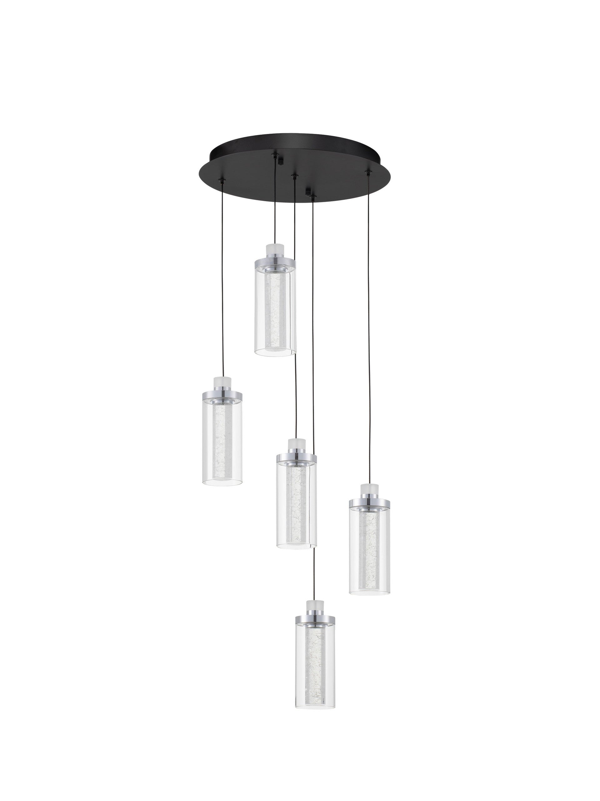 Висящо осветително тяло (пендел) LUNE LED 38W Хром стомана и алуминий прозрачно стъкло Пясъчно черен IP20 ⌀38 H190см