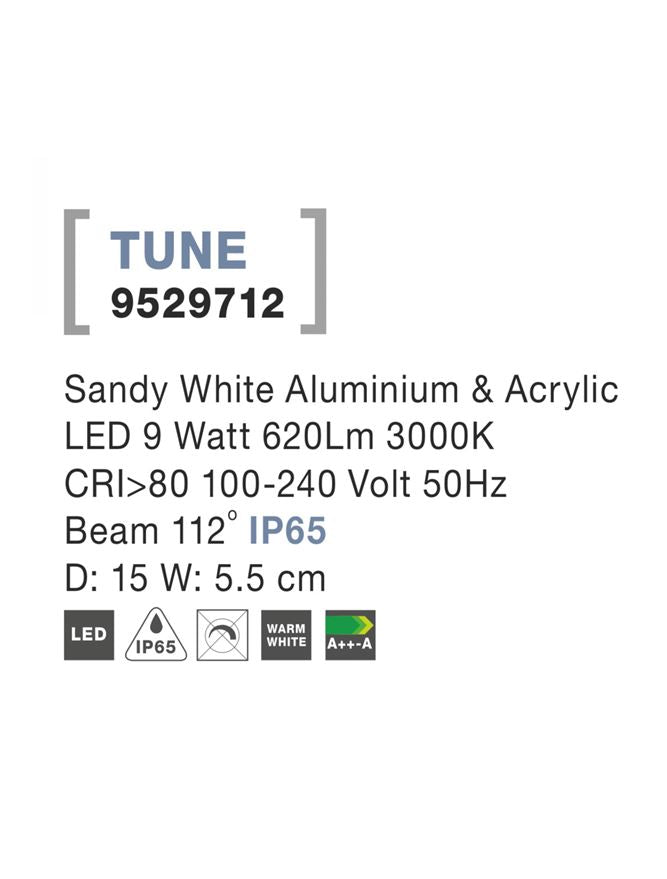 Външен аплик TUNE LED 9W Пясъчно бял алуминий