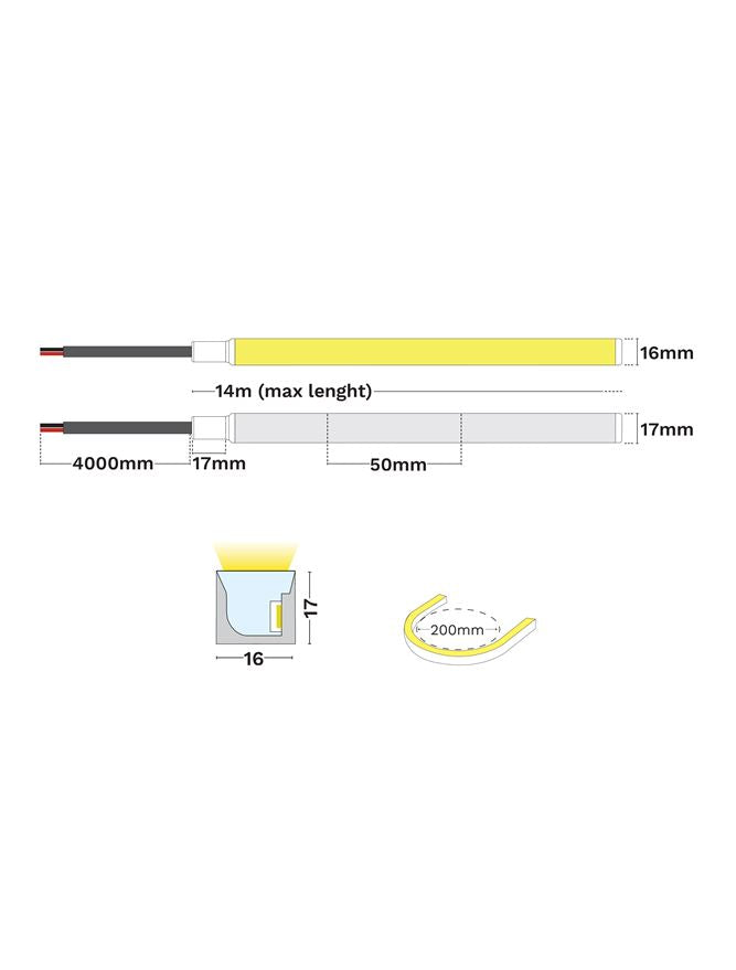 LED лента GOMU 1617 10W 3000K DC24V IP68 подводна страничен кабел - alternate view