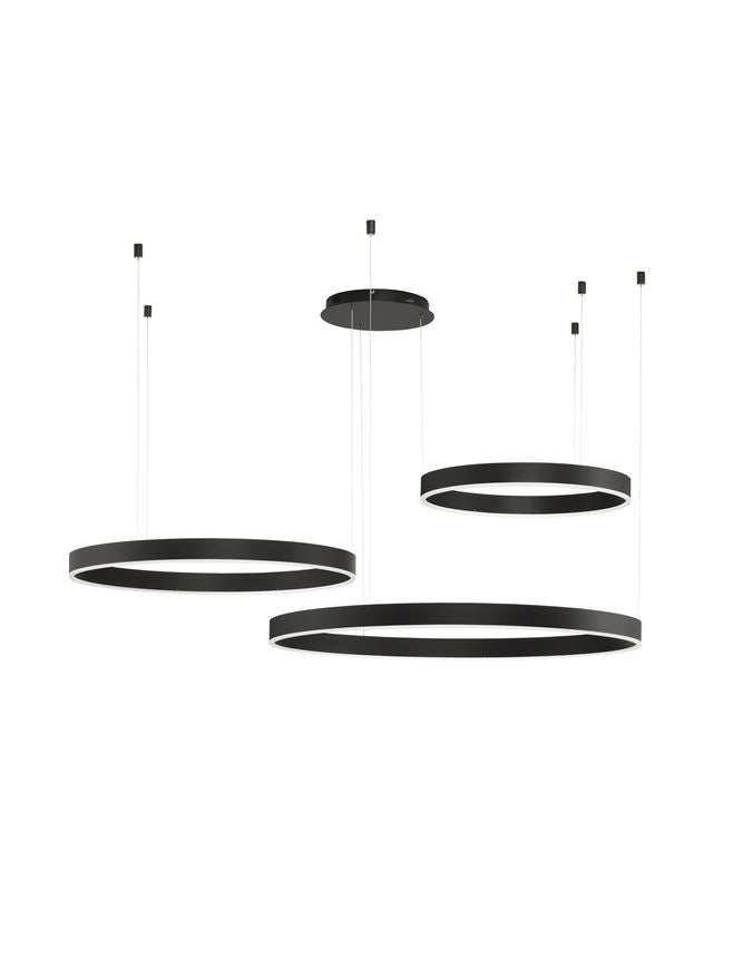 Висящо осветително тяло (пендел) MOTIF LED 140W 230V Триак димируем Пясъчно черен алуминий и акрил Регулируема височина D60-100 H250см