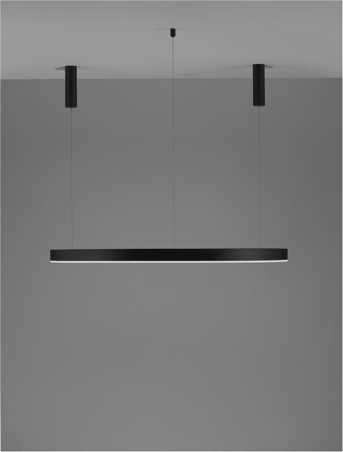 Висящо осветително тяло (пендел) MOTIF LED 72W 230V Триак димируем Пясъчно черен алуминий и акрил Регулируема височина ⌀120 H250см