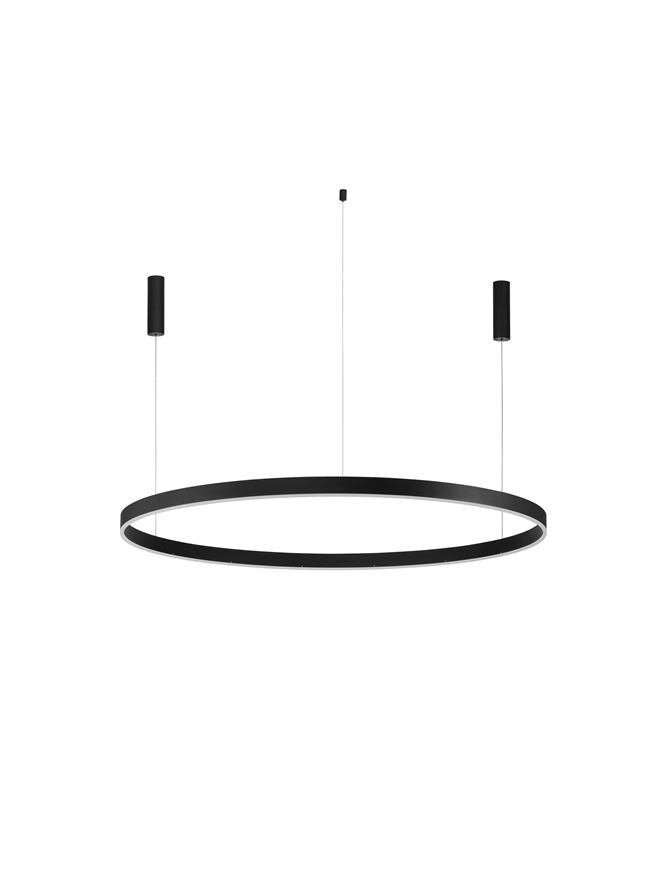 Висящо осветително тяло (пендел) MOTIF LED 80W 230V Триак димируем Пясъчно черен алуминий и акрил Регулируема височина ⌀150 H250см