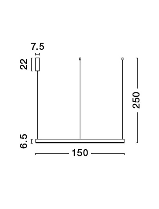 Висящо осветително тяло (пендел) MOTIF LED 80W 230V Триак димируем Пясъчно черен алуминий и акрил Регулируема височина ⌀150 H250см