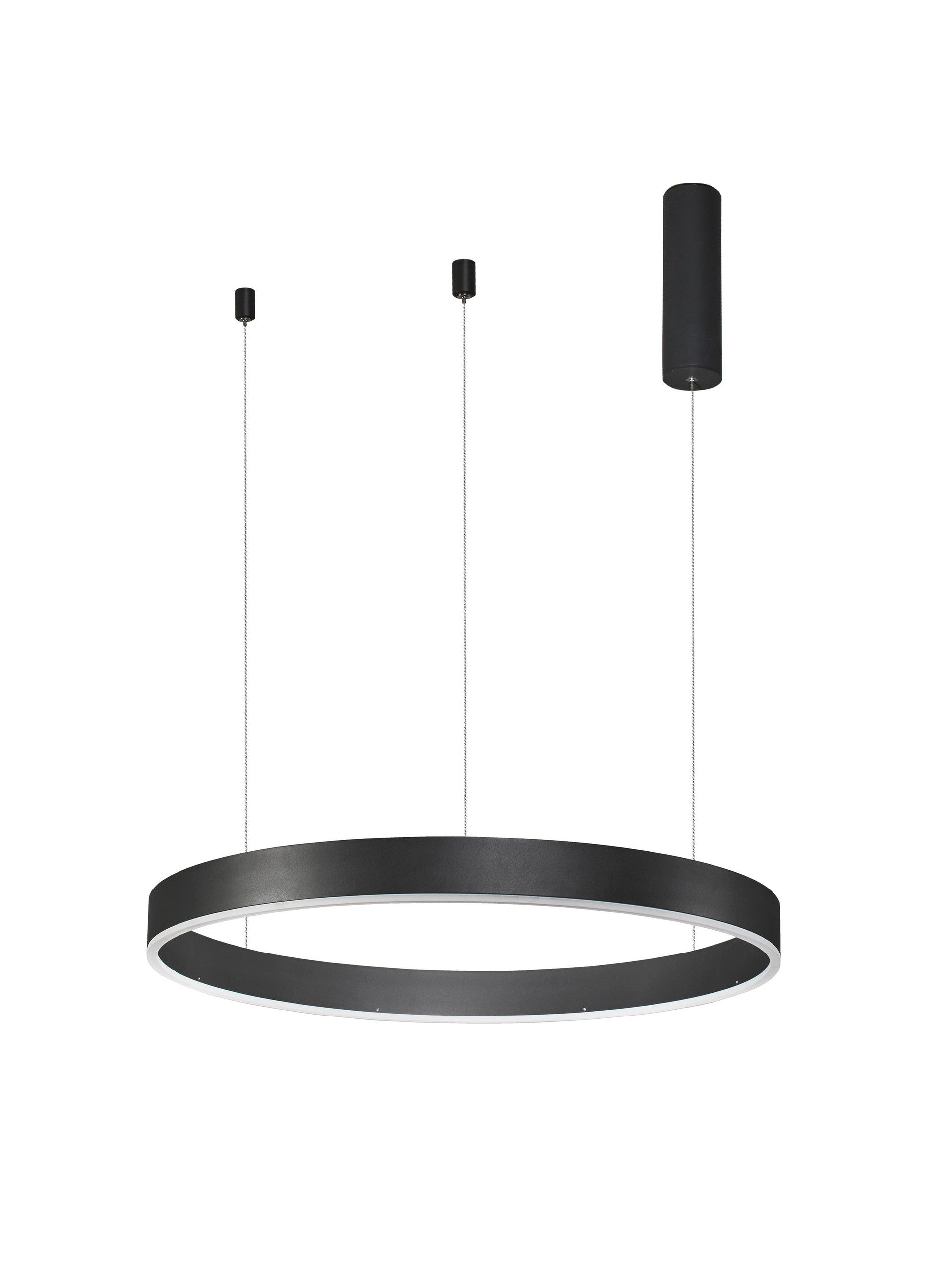 Висяща лампа MOTIF LED 40W 230V Променлива CCT Пясъчно черен алуминий и акрил Регулируема височина ⌀60 H200см