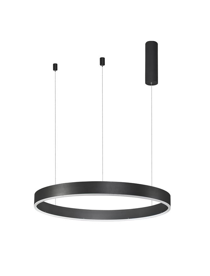 Висящо осветително тяло (пендел) MOTIF LED 40W 230V Променлив CCT Пясъчно черен алуминий и акрил Регулируема височина ⌀60 H200см