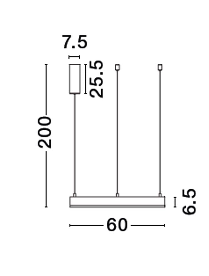 Висящо осветително тяло (пендел) MOTIF LED 40W 230V Променлив CCT Пясъчно черен алуминий и акрил Регулируема височина ⌀60 H200см
