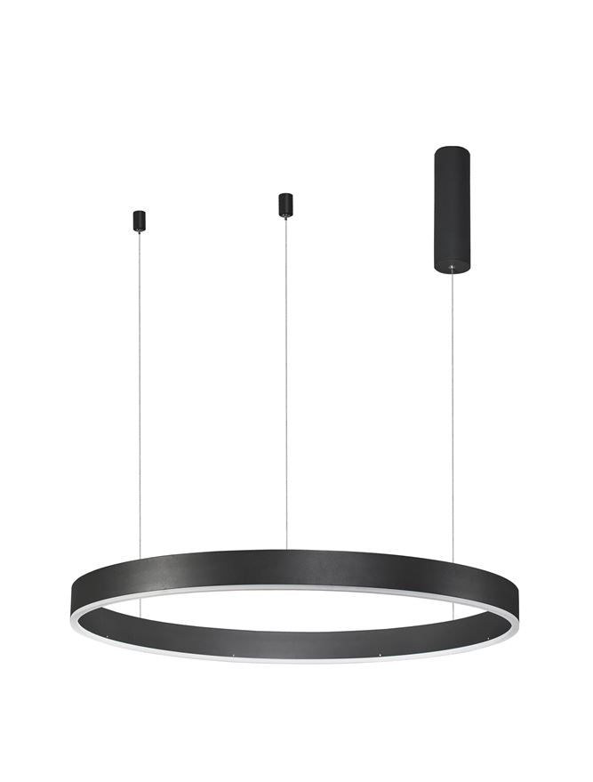 Висящо осветително тяло (пендел) MOTIF LED 50W 230V Променлив CCT Пясъчно черен алуминий и акрил ⌀80 H200см