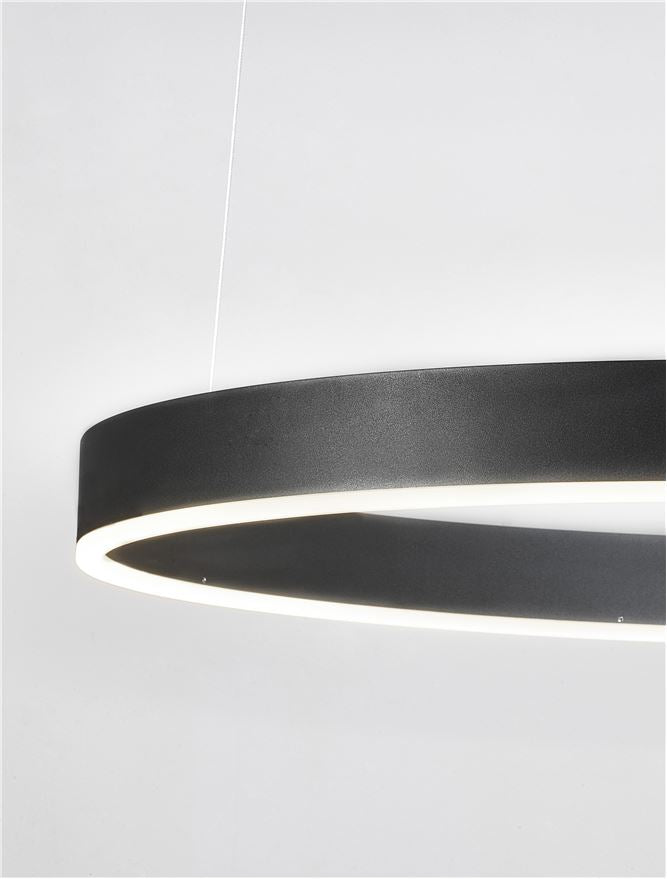 Висящо осветително тяло (пендел) MOTIF LED 50W 230V Променлив CCT Пясъчно черен алуминий и акрил ⌀80 H200см