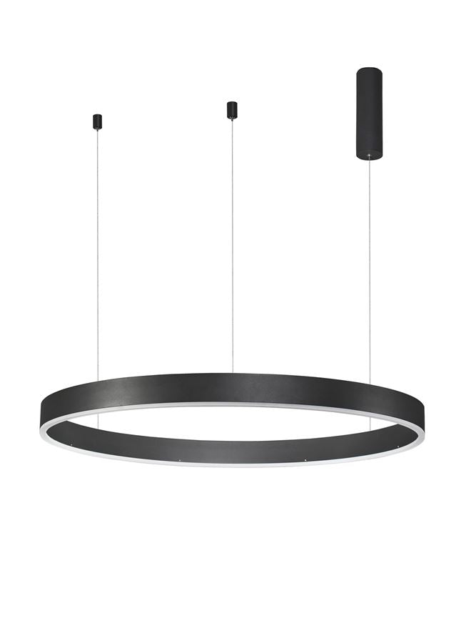 Висящо осветително тяло (пендел) MOTIF LED 60W 230V Променлив CCT Пясъчно черен алуминий и акрил Регулируема височина ⌀100 H200см
