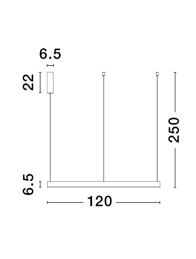 Висящо осветително тяло (пендел) MOTIF LED 72W 230V Променлив CCT Пясъчно черен алуминий и акрил Регулируема височина ⌀120 H250см