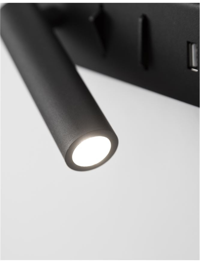Висящо осветително тяло (пендел) VIDA 5W Пясъчно черен метал с USB и регулируем