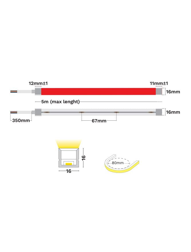 LED лента KEMA 1616 RGBW 16W 3000K DC24V IP67 - alternate view