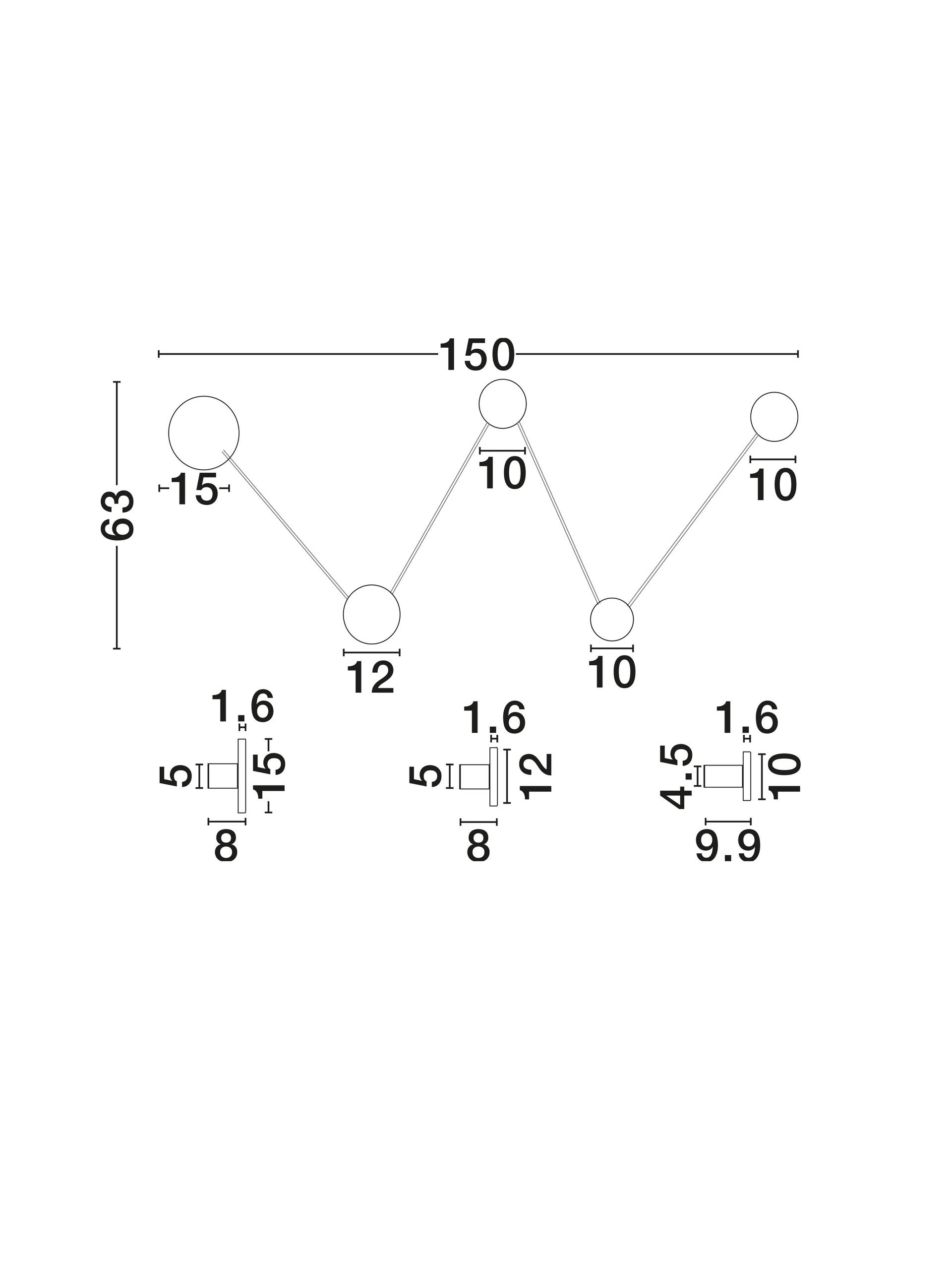 Висящо осветително тяло (пендел) ARK LED 34W 3000K 1034Lm Пясъчно черен и златист алуминий L150 W9.5 H63см