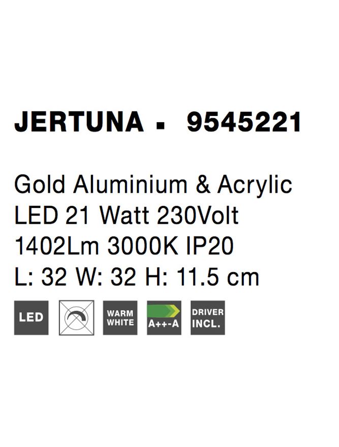 Висящо осветително тяло (пендел) JERTUNA 20W Златист алуминий и акрил
