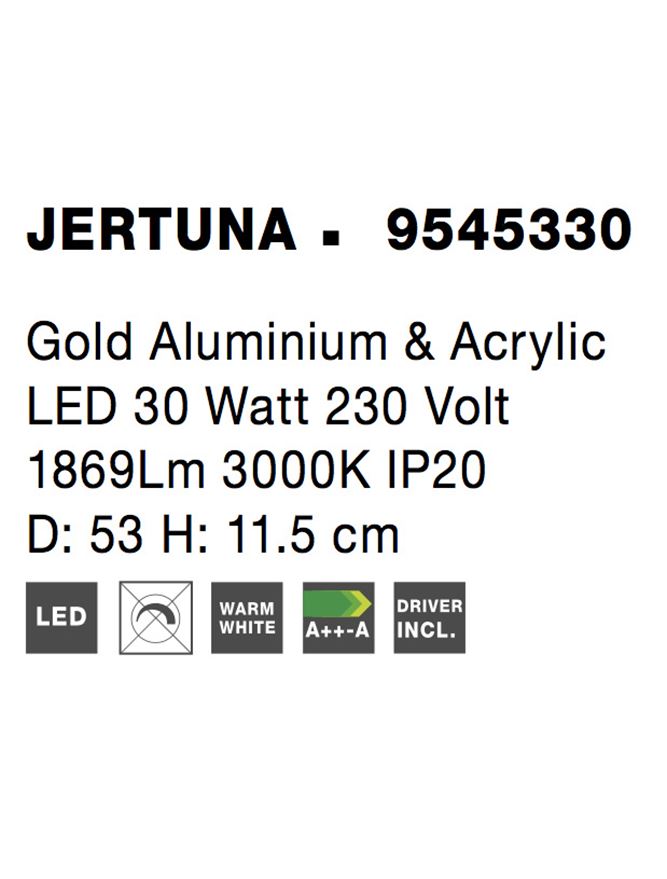 Висящо осветително тяло (пендел) JERTUNA 26W Златист алуминий и акрил