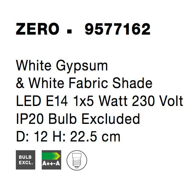 Висящо осветително тяло (пендел) ZERO LED E14 5W Бял гипс и бял текстилен абажур