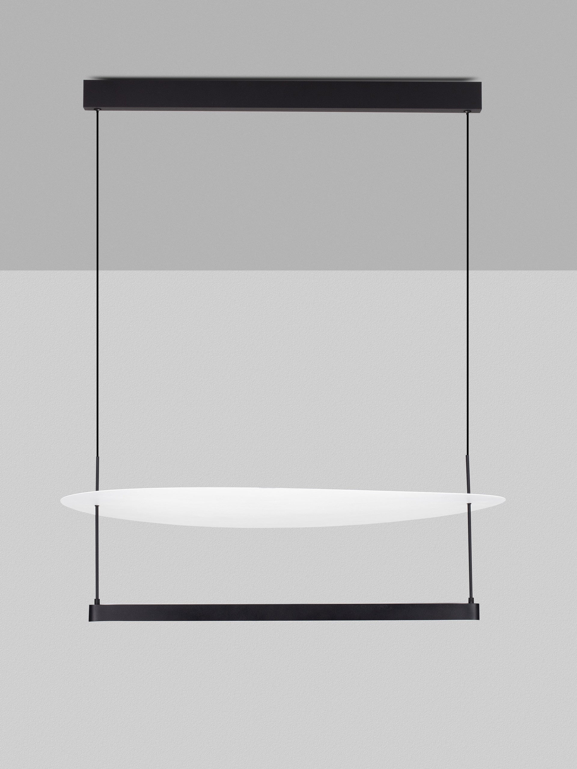 Висящо осветително тяло (пендел) DIONA LED 55W 2700K Пясъчно черен и бял стомана, алуминий ⌀80 H160см