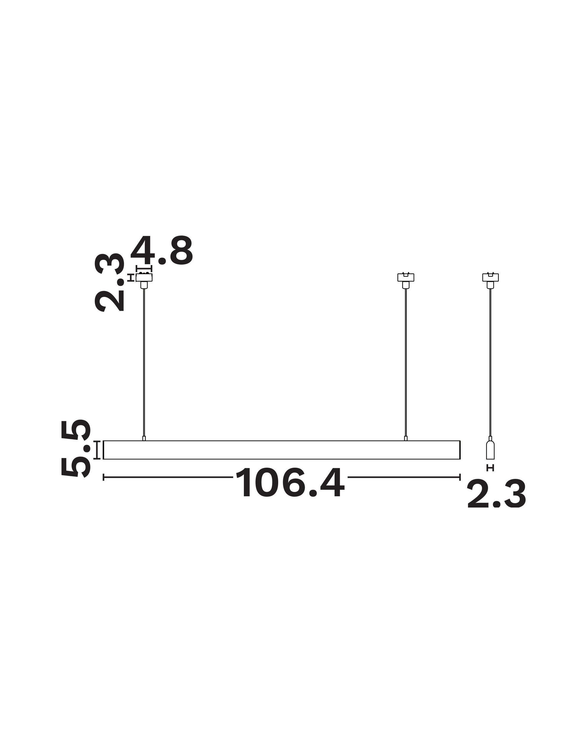 Техническо осветление SHALLOW LED модул 24W CRI90 3000K Матово черен алуминий L106 H120см