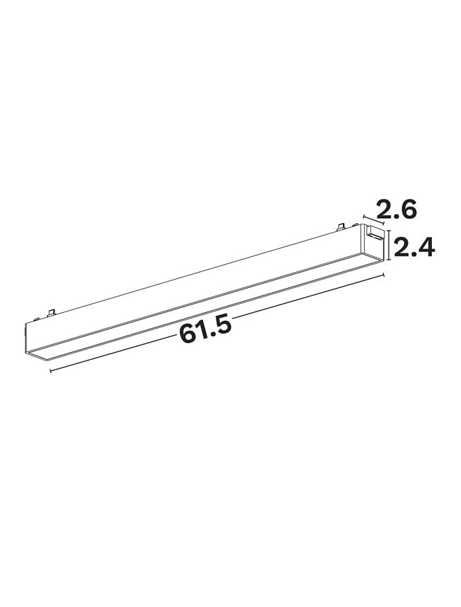 Магнитен спот 48V FLAT LED линеен 20W 3000K Черен леят алуминий L61.5см