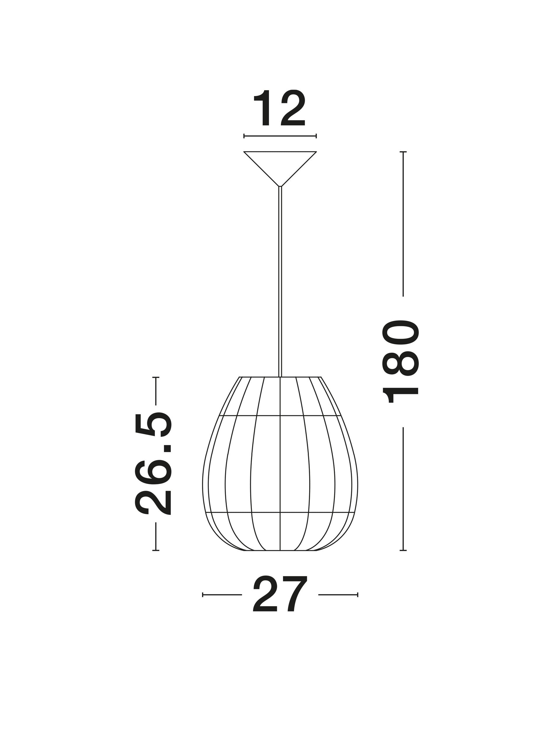 Висяща лампа MARLO 12W LED, естествен ратан, черен текстилен кабел