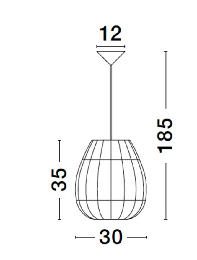 Висящо осветително тяло (пендел) MARLO 12W LED Натурален ратан Черен текстилен кабел