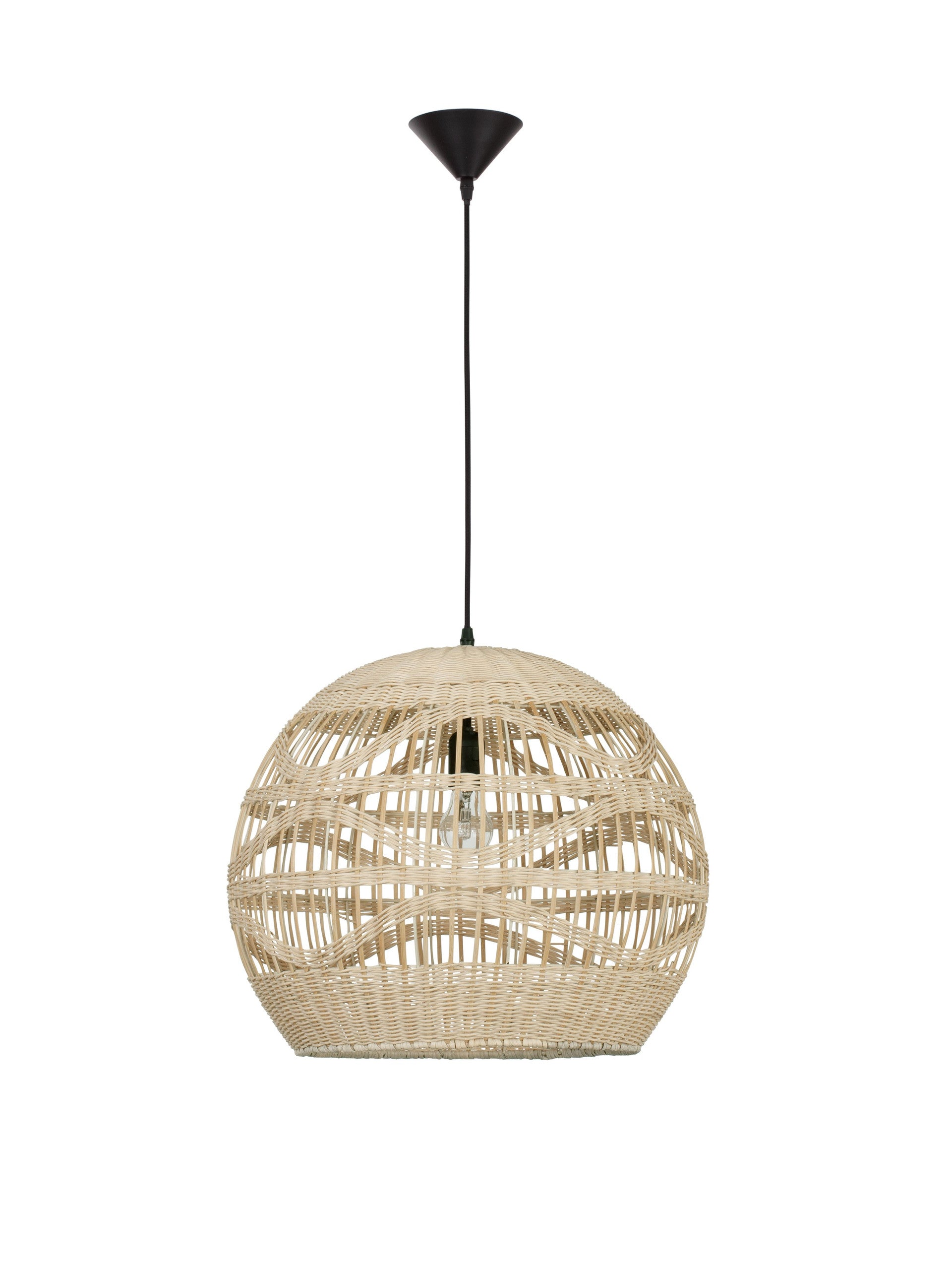 Пендел MARLO 12W LED Естествен ратан Черен текстилен кабел